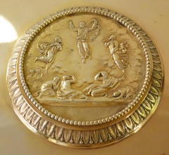 Ornate French antique solid silver gilt Baroque Chapel Set